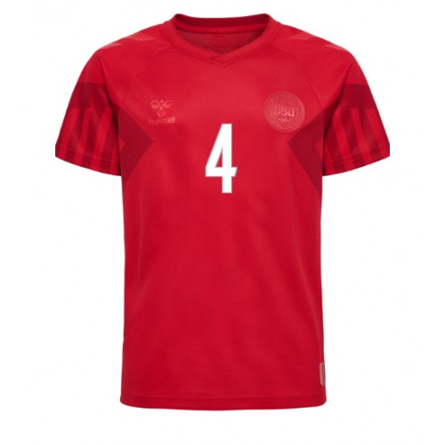 Maillot de foot Danemark Simon Kjaer #4 Domicile Monde 2022 Manches Courte